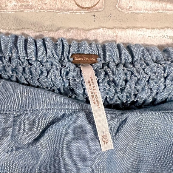 Free People In The Limelight Off The Shoulder Chambray Cropped Top Size XS - Picture 9 of 11